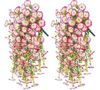 HUANYO Vibrant Artificial Hanging Petunias 4 Pack Silk Flowers for Outdoor Decoration, Waterproof Garden Plants for Balcony, Porch, Yard - Easy to Hang, No Maintenance (Pink)