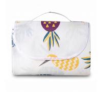HUANYO Waterproof Picnic Blanket, 1.5*2M Foldable & Washable Beach Mat, Extra Large Portable Outdoor Blanket with Carry Handle for Park, Camping, Hiking, Beach and Picnics (White pineapple 150*200cm)