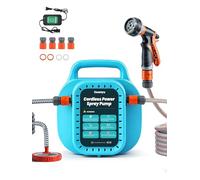 Huanyu Cordless Water Transfer Pump 12Ah Battery Powered Water Pump with Storage Basket Portable Electric Utility Pump with Long Water Hose Kit for Irrigation and Cleaning