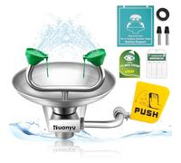 Huanyu Emergency Eye Wash Station Wall Mounted Eyewash Station Eye Wash First Aid Hands-Free Operation Face Washing Eye Wash Kit with Sign for Factory Lab Construction Site(1301-1)