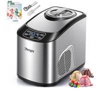 Huanyu Ice Cream Maker 1.5L Ice Cream Maker Machine with Built-in Compressor Fully Automatic Ice Cream Machine, No Pre-Freezing Needed Ice Cream Maker