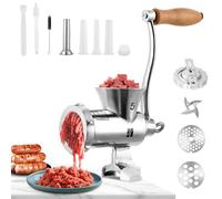 Huanyu Manual Meat Grinder Stainless Steel Meat Mincer with Sausage Stuffer and Cookie Attachment Dishwasher Safe Hand Meat Grinder for Beef Pork and Vegetables Meat Grinders (No.5)