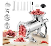 Huanyu Manual Meat Grinder Stainless Steel Meat Mincer with Sausage Stuffer and Cookie Attachment Dishwasher Safe Hand Meat Grinder for Beef Pork and Vegetables Meat Grinders (No.12)