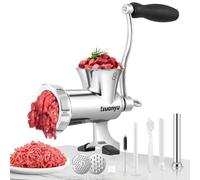 Huanyu Meat Grinder Manual Stainless Steel Hand Meat Grinder and Sausage Maker Manual Meat Mincer Dishwasher-Safe Meat Mincer Grinder Size 8