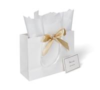 Huaprint 6 Pack White Large Gift Bags Kit, 33x12.7x25.4cm Extra Large & Sturdy Gift Wrapping Set with Tissue Paper, Card & Ribbon for Clothing, Shoes, Wine Bottles, Christmas Birthday Gifts