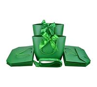 HUAPRINT Gift Bags with Handles,Party Favor Bags with Bow Ribbon,12Pcs Green Paper Bags for Birthday Wedding Bridesmaid Present Celebration Holiday