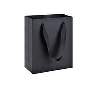 HUAPRINT Matte Black Paper Gift Bags, Small Shopping Bags with Handles, 15.2x7.6x19.1cm, 30 Pack for Party Favors, Merchandise, Weddings