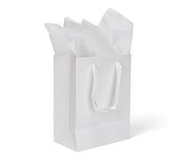 Huaprint Mid-Size Gift Bags with Tissue Paper - 4 Pack 17.8x10.2x22.9cm White Gift Bags for Wine, Books, Apparel, Party Favors & More, Reusable & Elegant