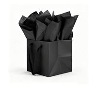 Huaprint Modern Square Gift Wrapping Set - 12 Pack 15.2x15.2x15.2cm Black Gift Bags with Tissue Paper. Sleek, Reusable & Complete for Luxe Presentation