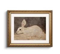 HUARCEY Canvas Pictures with Gold Frame, Vintage Wall Pictures, Classic Wall Decoration, Living Room, Bedroom, Bathroom, Kitchen, Farmhouse Room Decoration, Aesthetic, Rabbit Animal Painting, 33 x 40