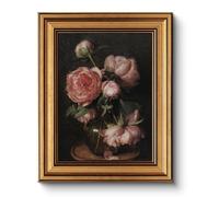 HUARCEY Framed Canvas Wall Art Prints, Bathroom Shelf Vintage Decor Aesthetic, Peony Floral Paintings Farmhouse Wall Decor, Retro Table Desk Decoration for Bedroom Living Room, 8x10Inch