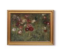 HUARCEY Framed Canvas Wall Art Prints, Bathroom Shelf Vintage Decor Aesthetic, Poppies Floral Paintings Farmhouse Wall Decor, Retro Table Desk Pictures for Bedroom Living Room, 12x16Inch