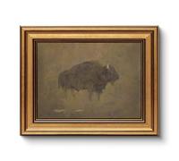 HUARCEY Gold Framed Canvas Wall Art, Retro Bison Picture Decor, Bedroom Bathroom Kitchen Farmhouse Decor, Moody Rustic Vintage Canvas Paintings, 8x10inch