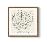HUARCEY Plain Tree Drawing Framed Canvas Wall Art, Boho Wall Art Modern Home Decor, Square Botanical Wall Art for Living Room Bedroom Bathroom, Black and White Canvas Leaf Art 10x10 Inch