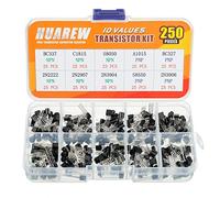 HUAREW 10 Values 250 Pcs Transistors NPN BC337 C1815 S8050 2N2222 2N2907 2N3904 PNP A1015 BC327 S8550 2N3906 BJT Bipolar Junction Transistor Assortment Kit