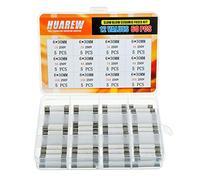 HUAREW 12 values 60 pieces 6x30 mm 1A 2A 3A 4A 5A 6A 7A 8A 10A 15A 20A 30 A 250 V slow blow ceramic tube fuse classification kit