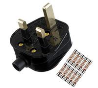 HUAREW 13A Fused Mains Plug With Cord Grip For UK Fuses Black ( Pack of 1 pcs ）