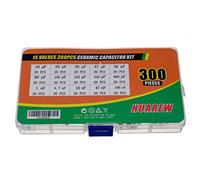 HUAREW 15 Values 300 Pcs Ceramic Capacitor 10~680 pF and 1~100 nF Assortment Kit
