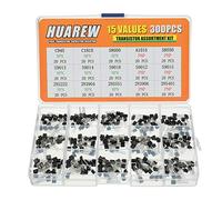HUAREW 15 Values 300 Pcs Transistors NPN C945 C1815 S8050 S9013 S9014 S9018 2N2222 2N3904 2N5551 PNP A1015 S8550 S9012 S9015 2N3906 2N5401 BJT Bipolar Junction Transistor Assortment Kit