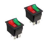 HUAREW 2Pcs Dual Boat Rocker Switch, ON/Off SPST 4 Pin 4 Position Rocker Switch Red/Green Light AC 250V/16A 125V/20A KCD2-101