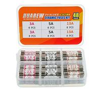 HUAREW 3 Values 48 Pcs 6.3x25 mm BS1362 3A 5A 13A 240 V 0.248x0.984 Inch Ceramic Tube Fuses Assortment Kit