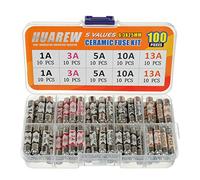 HUAREW 5 Values 100 Pcs 6.3x25 mm BS1362 1 3 5 10 13 A amp 240 V volt 0.248x0.984 Inch Ceramic Tube Fuses Assortment Kit