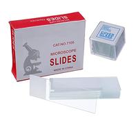 HUAREW 50 Pcs Pre-Cleaned Microscope Slides And 100 Pcs Ground Edge Pre-Cleaned Microscope Cover Glasses With 4 Plastic Droppers