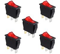 HUAREW 5Pcs Rocker Switch Red Light Illuminated, ON/Off SPST 3 Pin 3 Position Boat Rocker Toggle Switch Snap AC 250V/15A 125V/20A KCD3-101