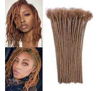 Huarisi 0.6cm 12 Inch 30 Strands Auburn Brown Dreadlock Extensions Human Hair for Women Chestnut Brown Handmade Permanent loc Extensions Real Hair for Men Colour 30