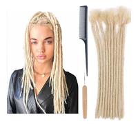 Huarisi 0.6cm Thickness 12 Inch 10Strands 613 Blonde Real Human Hair Dreadlock Extensions for Women Full Head Handmade Permanent Loc Extensions Men Can Be Curled and Twisted