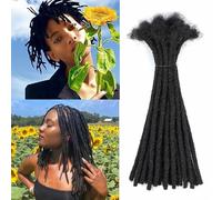 Huarisi 0.6cm Thickness 12 Inch 20Strands Real Human Hair Dreadlock Extensions Men Women Full Head Handmade Permanent loc Extensions Human Hair Can Be Curled and Twisted
