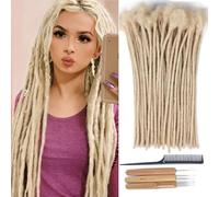 Huarisi 0.6cm Thickness 12 Inch 60Strands 613 Dreadlocks Extensions Human Hair for Women Afro Kinky Handmade Permanent loc Extensions Blonde Real Hair Can Be Curled and Twisted