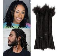 Huarisi 0.6cm Thickness 12 Inch 60Strands Real Human Hair Dreadlock Extensions for Man/Women Full Head Handmade Permanent loc Extensions Can Be Dyed Bleached Curled and Twisted
