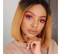 Huarisi 10 Inch Short U Part Bob Wigs None Lace Human Hair, 1B30 Color Bob Wig for Women, Glueless Bob Ombre Black and Light Auburn Brown Wigs Show Your Natural Hairline