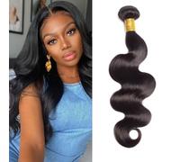 Huarisi 10a Body Wave Bundles Human Hair Single Bundle 12 inch Short Wavy Weaves for Black Women Brazilian Virgin Hair Sew in Natural Color