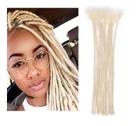 Huarisi 12 Inch 0.2cm Dreadlock Extensions Human Hair Blonde Color 613 10 Strands Thin Loc Extensions for Men and Women Full Handmade Permanent