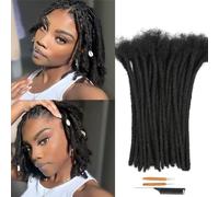 Huarisi 12 Inch 30 Strands Real Hair Dreadlocks Extensions for Women 0.6cm Handmade Permanent Loc Extensions Thickness 1b Can be Dyed Bleached Curled and Twisted