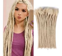 Huarisi 12 Inch 60 Strands 613 Blonde Dreadlocks Extensions Human Hair 0.6cm Thickness Handmade Permanent Loc Extensions Real Hair for Women Can Be Curled and Twisted