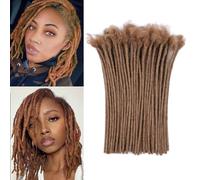 Huarisi 12 Inch 60 Strands Auburn Brown Dreadlock Extensions Human Hair 0.6 cm for Women #30 Handmade Permanent Locs Extensions Real Hair Soft Dreadlocks Men