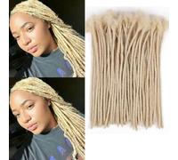 Huarisi 12 Inch 60 Strands Blonde Dreadlocks Extensions Human Hair 0.2cm Thin Loc Extensions Real Hair for Women 613 Handmade Permanent Dreadlock Men