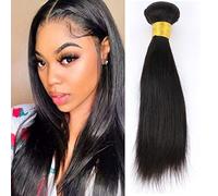 Huarisi 12 inch Human Hair Straight Single Bundle,Short Brazilian Straight Hair 1 Bundle,8a Unprocessed Real Hair Extensions Weaves Double Weft 100g Natural Color