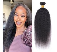Huarisi 18 Inch Kinky Straight Bundles Weave Human Hair 1 Bundle Natural Yaki Bundles Brazilian Virgin Hair Extensions 100g a Lot Natural Colour Sew in Weaving