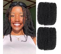 Huarisi 1B Afro Kinky Bulk Human Hair for Dreadlocks and Twist Braiding 1 Pack 100% Human Hair Soft Afro Kinky Curly Hair Bulk for Dreads Natural Black 10 Inch