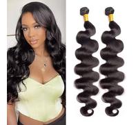 Huarisi 2 Bundle Body Wave Human Hair 24 26 Inch Brazilian Wavy Weaves 8a Unprocessed Long Hair Extensions 200g for Black Women Sew in Weaving
