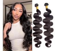 Huarisi 26 28 Inch Body Wave Human Hair 2 Bundles 10a Long Wavy Weaves 100% Unprocessed Brazilian Virgin Hair Extensions Sew in Weaving 200g Double Weft Natural Colour Can be Dyed