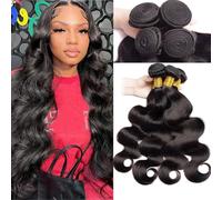 Huarisi Body Wave Human Hair Bundles, Brazilian Wavy Hair 4 Bundles 12 14 16 18 inch, Brazilian Virgin Hair Body Wave Weaves, 10A Unprocessed Remy Hair Extensions for Full Head