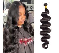 Huarisi Brazilian Body Wave Human Hair 1 Bundle 26 inch, Brazilian Human Hair Wavy Weaves Single Bundle, 10A Body Wave Bundles Virgin Hair Extensions for Black Women Double Weft