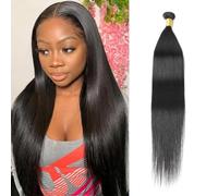 Huarisi Human Hair Straight Weaves Single Bundles 24 Inch 10A Brazilian Virgin Hair Extensions 1 Bundle Double Weft Sew in Remy Weaving