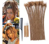 Huarisi Pre-colored Human Hair Dreadlocks Extensions for Black Women 12 inch Afro Kinky 20 Strands 0.4cm Auburn Fashion Handmade Permanent Loc Extensions Real Hair for Men (#30, 12 Inch, 20 Locs)