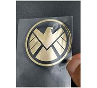 HUARONG 18K Gold Plated 2 pcs Metal Agents Eagle Shield Badge Chrome Decal Logo Cellphone Laptop Ipad Case Cover Box Sticker Car Sticker (Gold)